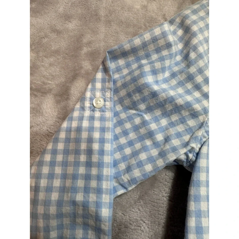 The Childrens Place Boys Light Blue Checkered Button Down Shirt Size L 10 12 EUC